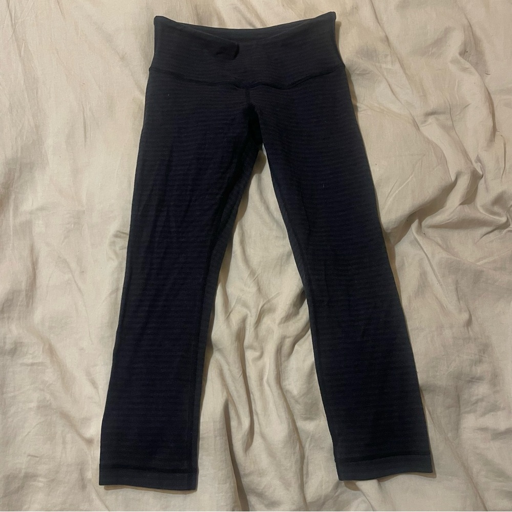 Lululemon Wunder Under Crop Striped Leggings Size 4